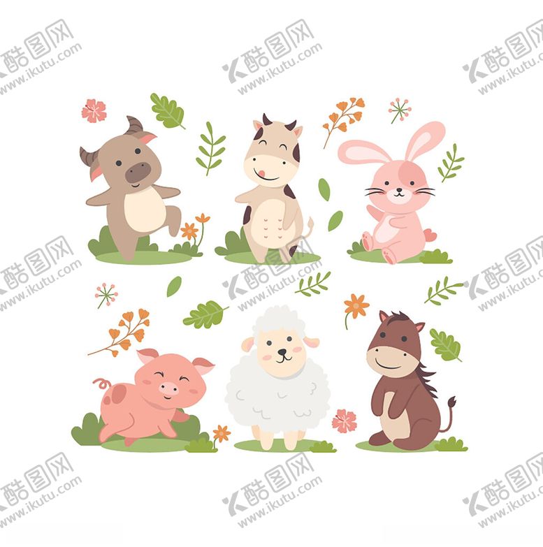 编号：88855509271540357398【酷图网】源文件下载-可爱动物群像插画