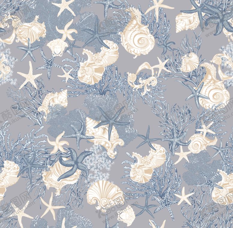 编号：43500204072300455586【酷图网】源文件下载-大牌海洋元素复古风图案