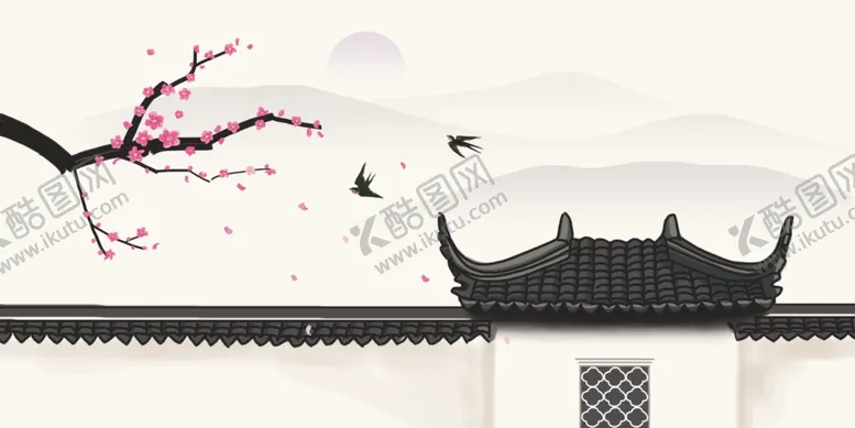 编号：53758409131727418654【酷图网】源文件下载-传统建筑墙檐屋檐插画背景