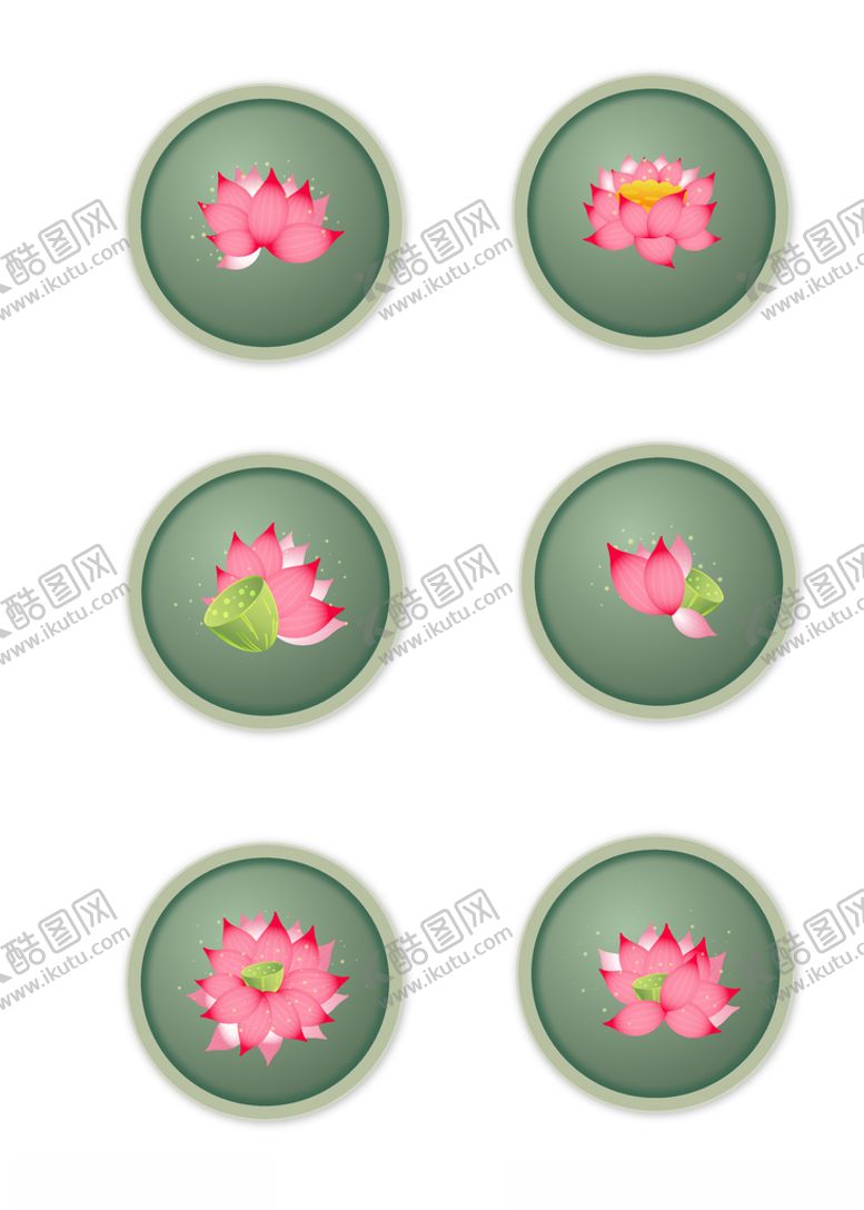 编号：26842910290553432433【酷图网】源文件下载-古风荷花莲花莲蓬图标
