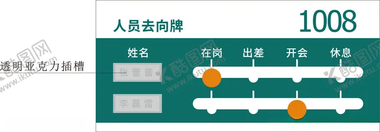 编号：44949601291252318911【酷图网】源文件下载-人员去向牌