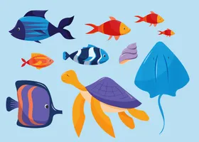 海洋生物鱼类动卡通底动