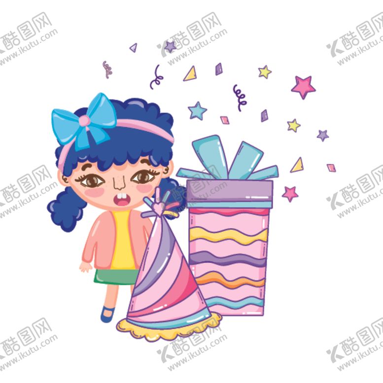 编号：65415304280512479270【酷图网】源文件下载-卡通生日女孩