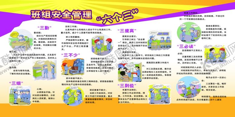 编号：89298107090532419176【酷图网】源文件下载-工地班组安全管理六个三