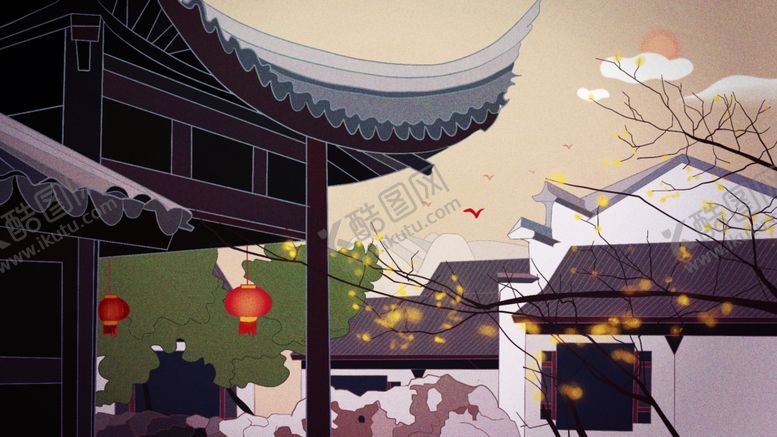 编号：42844410071230119915【酷图网】源文件下载-中国风建筑插画