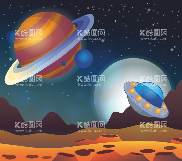 编号：18402903210851106835【酷图网】源文件下载-飞船与星球