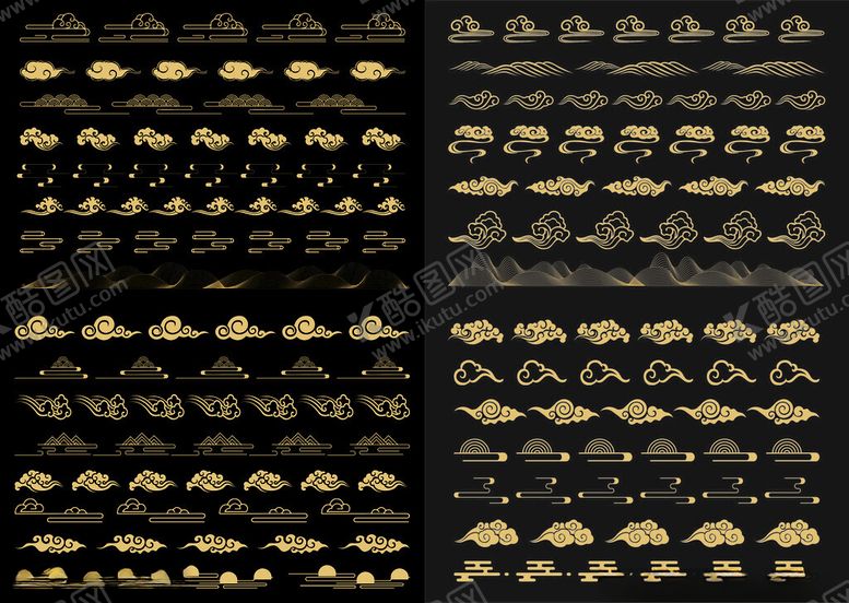 编号：52785009271726016456【酷图网】源文件下载-金色中式古典花纹图案集