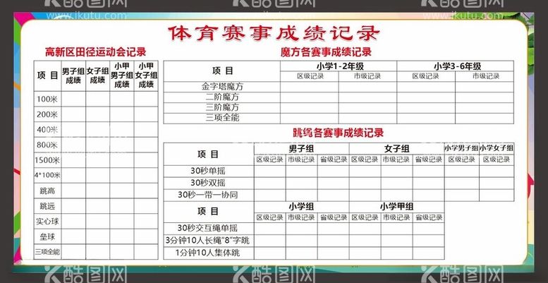 编号：35208811241443555878【酷图网】源文件下载-体育赛事成绩记录