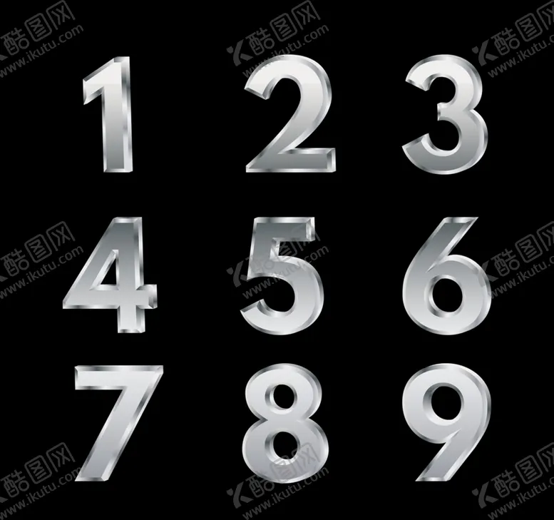 编号：20849509200123295826【酷图网】源文件下载-银色金属数字矢量