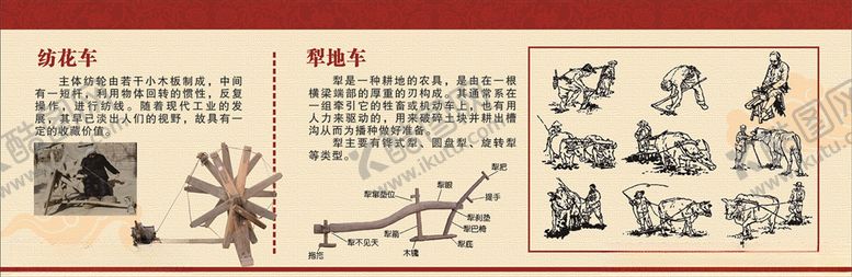 编号：96824009271803469287【酷图网】源文件下载-纺花车犁地车民俗文化