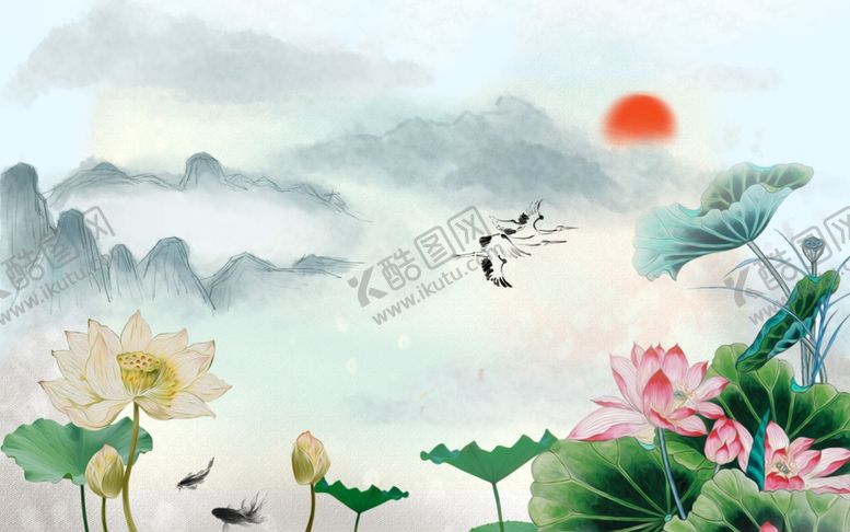 编号：18853211291021477277【酷图网】源文件下载-荷花背景墙
