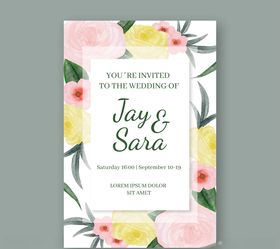 彩色花朵婚礼邀请卡