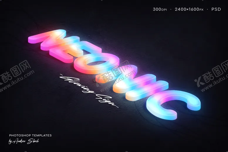 编号：79983702222054107303【酷图网】源文件下载-3D立体字霓虹字体可修改字