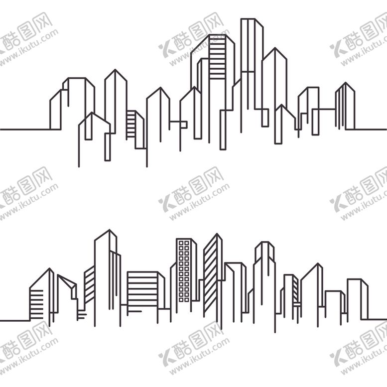 编号：61379501131124531584【酷图网】源文件下载-城市建筑线条艺术矢量插图