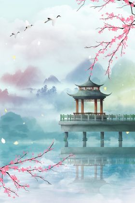 红色中国风新春海报插画背景