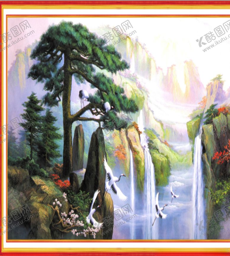 编号：24607809220046484542【酷图网】源文件下载-飞鹤山水画