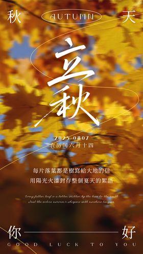 立秋海报24节气高级简约