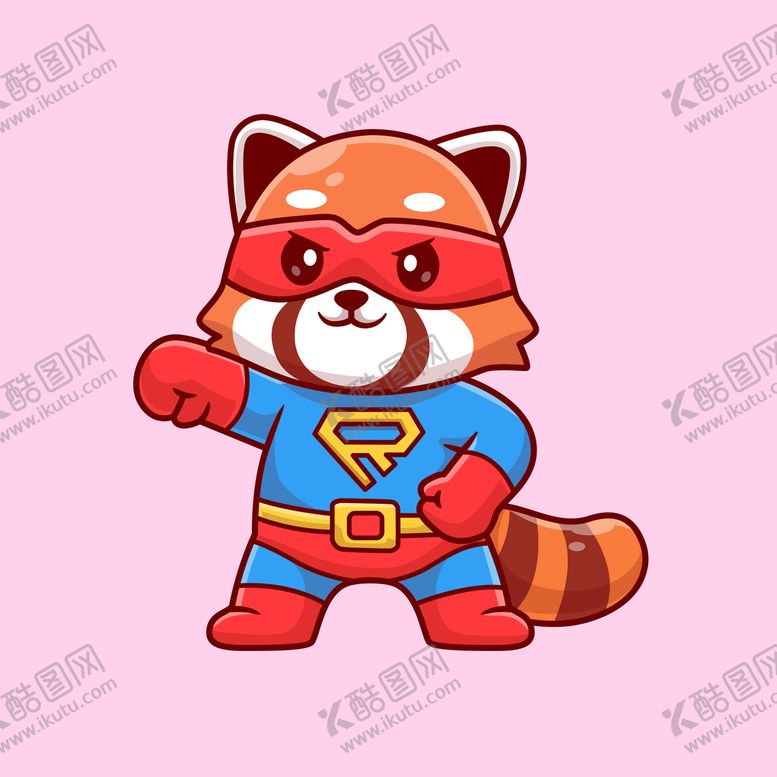 编号：88431110261310404359【酷图网】源文件下载-可爱卡通超人小浣熊狸猫