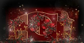 红色中国风国潮深红色婚礼