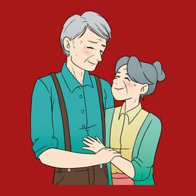 手绘情侣恋人卡通爱男女