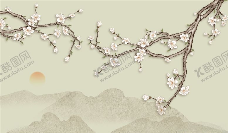 编号：79311106161708334097【酷图网】源文件下载-花鸟画手绘花鸟背景墙