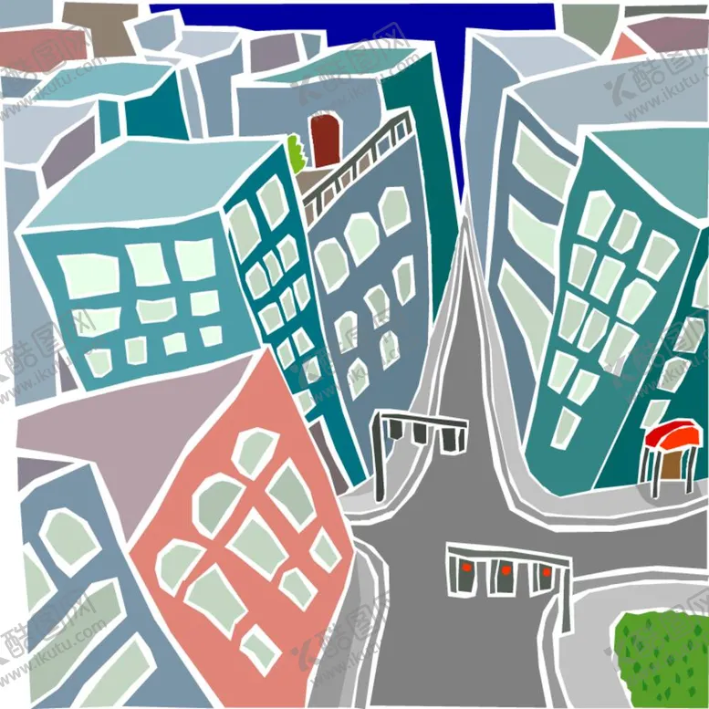 编号：35686612061007381499【酷图网】源文件下载-复古城市楼群街道插画