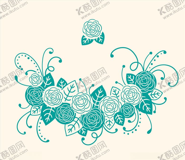 编号：10015310101919033254【酷图网】源文件下载-绿松石书法花卉装饰