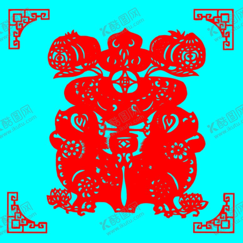 编号：16372009121910106987【酷图网】源文件下载-猪剪纸猪线条