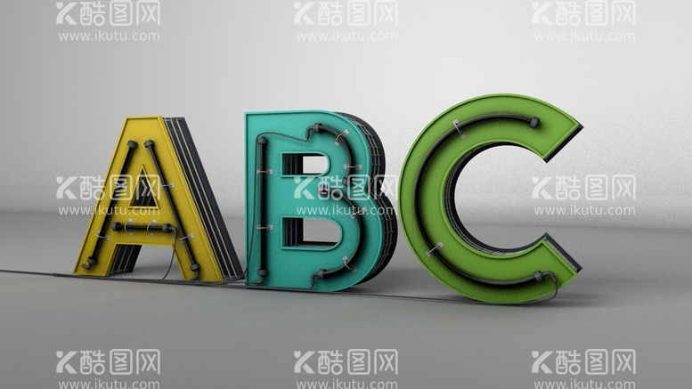 编号：44058812181206291623【酷图网】源文件下载-ABC立体C4D文字设计