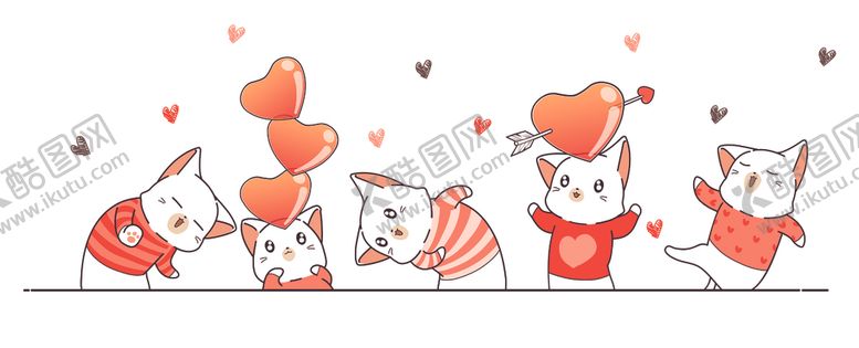 编号：22661510162337221116【酷图网】源文件下载-可爱猫咪和爱心矢量素材