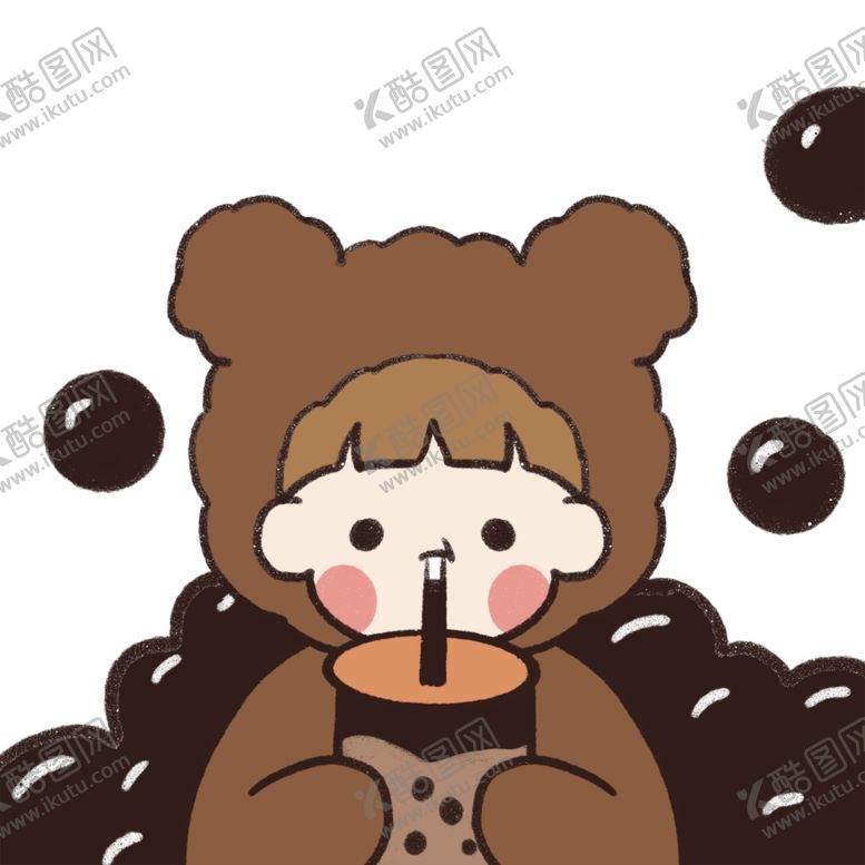 编号：41547309281611578436【酷图网】源文件下载-喝珍珠奶茶的小熊