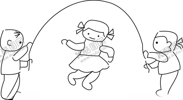 编号：25976801260318192801【酷图网】源文件下载-简笔人物画跳绳