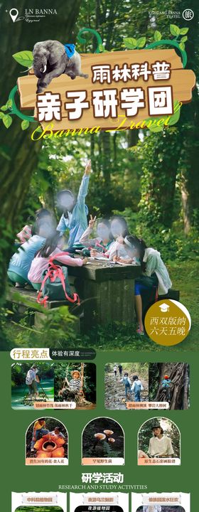 西双版纳雨林科普亲子研学团宣传海报