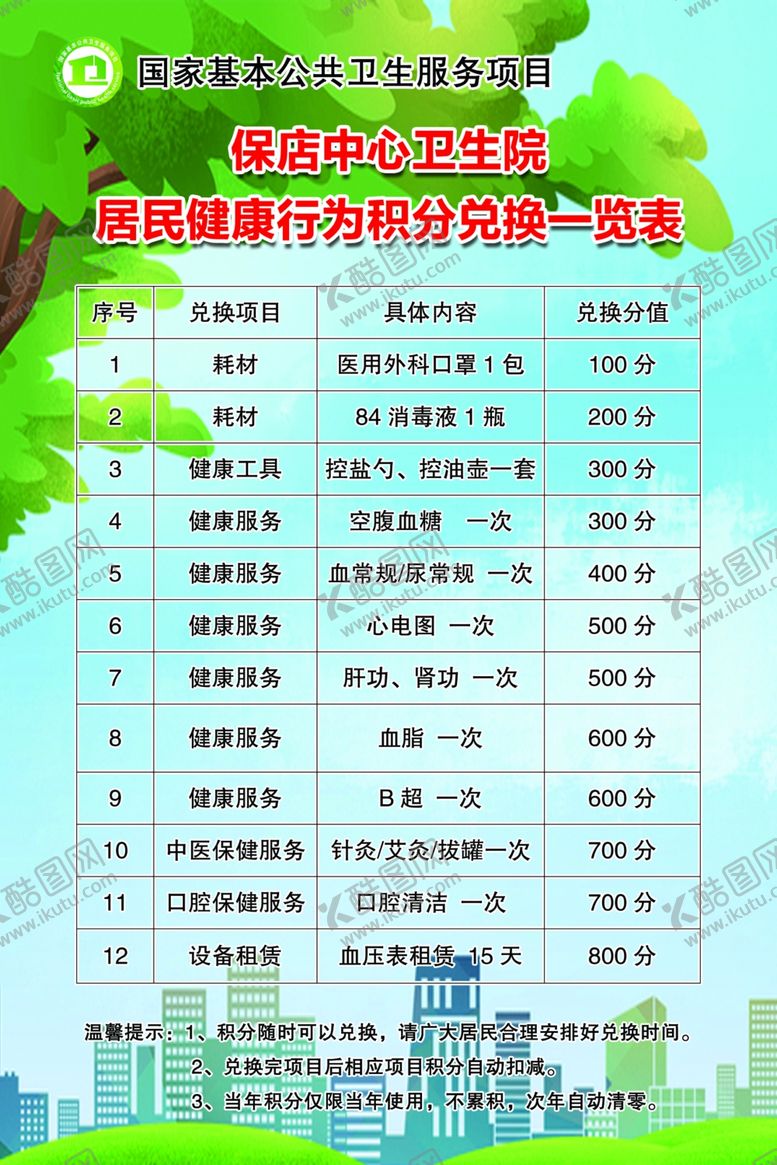 编号：25584102180605246948【酷图网】源文件下载-居民健康行为积分兑换表
