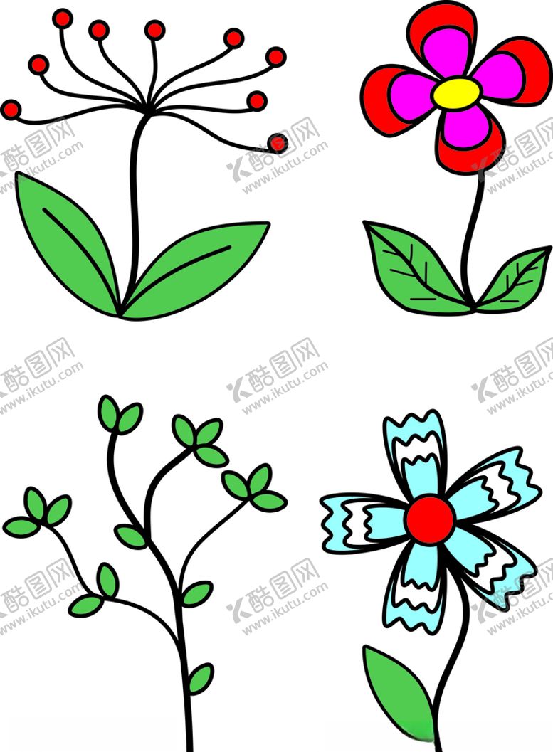 编号：15366410190616585239【酷图网】源文件下载-简笔画手绘风鲜花花植物免抠图
