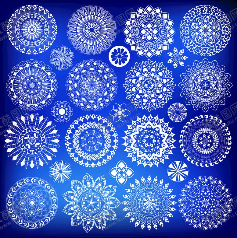 编号：59592305250217178160【酷图网】源文件下载-蓝色雪花图案装饰