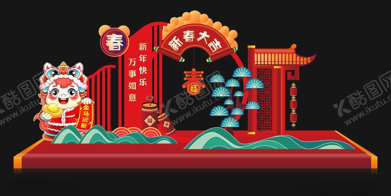 编号：14762301042218182793【酷图网】源文件下载-春节喜庆门楼装饰造型