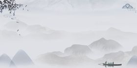 中国风背景小清新展板山水画展板水墨画展板意境展板