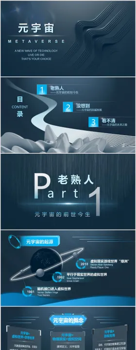 互联网科技风元宇宙概念介绍PPT