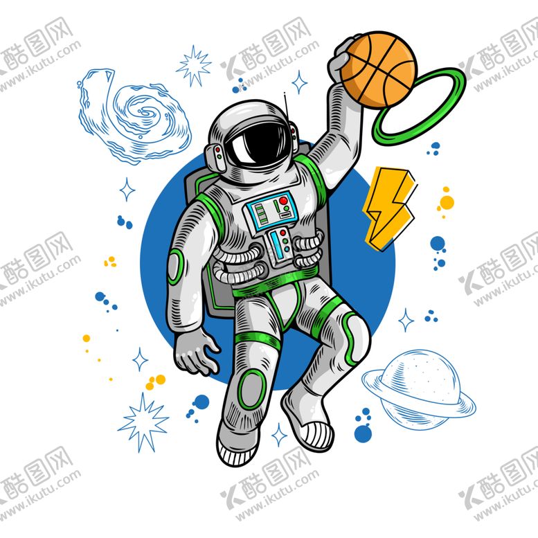 编号：90356712210320227939【酷图网】源文件下载-太空航天员卡通T恤印花
