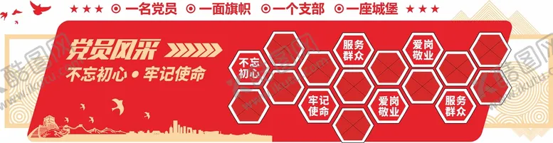 编号：53655902030627253998【酷图网】源文件下载-党建党员风采文化墙