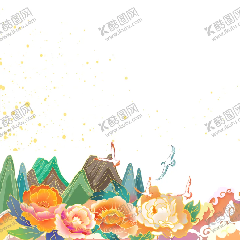 编号：40312902050404505284【酷图网】源文件下载-国庆国潮牡丹花元素