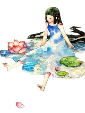 治愈系森系小清新创意海报图片文艺风简约风格手绘美女女孩