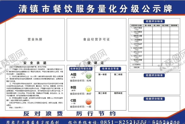 编号：49870304270541005438【酷图网】源文件下载-餐饮量化分级公示牌