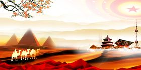复古背景装饰画新中式装饰画意境山水画
