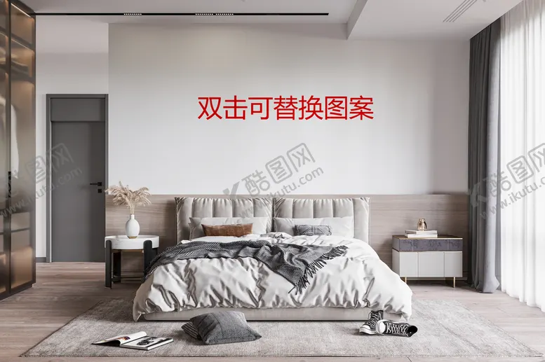 编号：69231710041035413096【酷图网】源文件下载-卧室效果图 壁画样机 产品主图