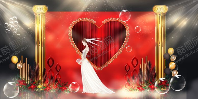 编号：20663110112002438701【酷图网】源文件下载-红色婚礼设计背景图片