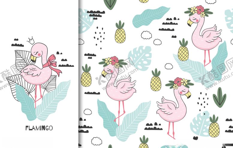 编号：34674209180723185927【酷图网】源文件下载-火烈鸟印花