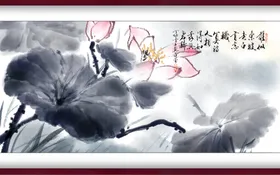 水墨山水背景夏天抽象画