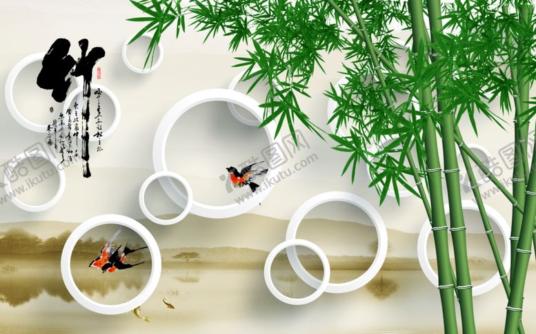 编号：73262110111834488305【酷图网】源文件下载-竹报平安客厅背景